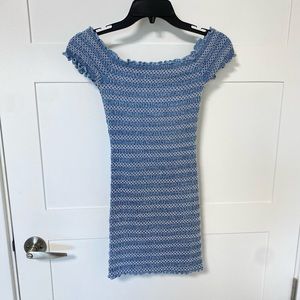 F21 Blue Scrunched Shoulder Dress